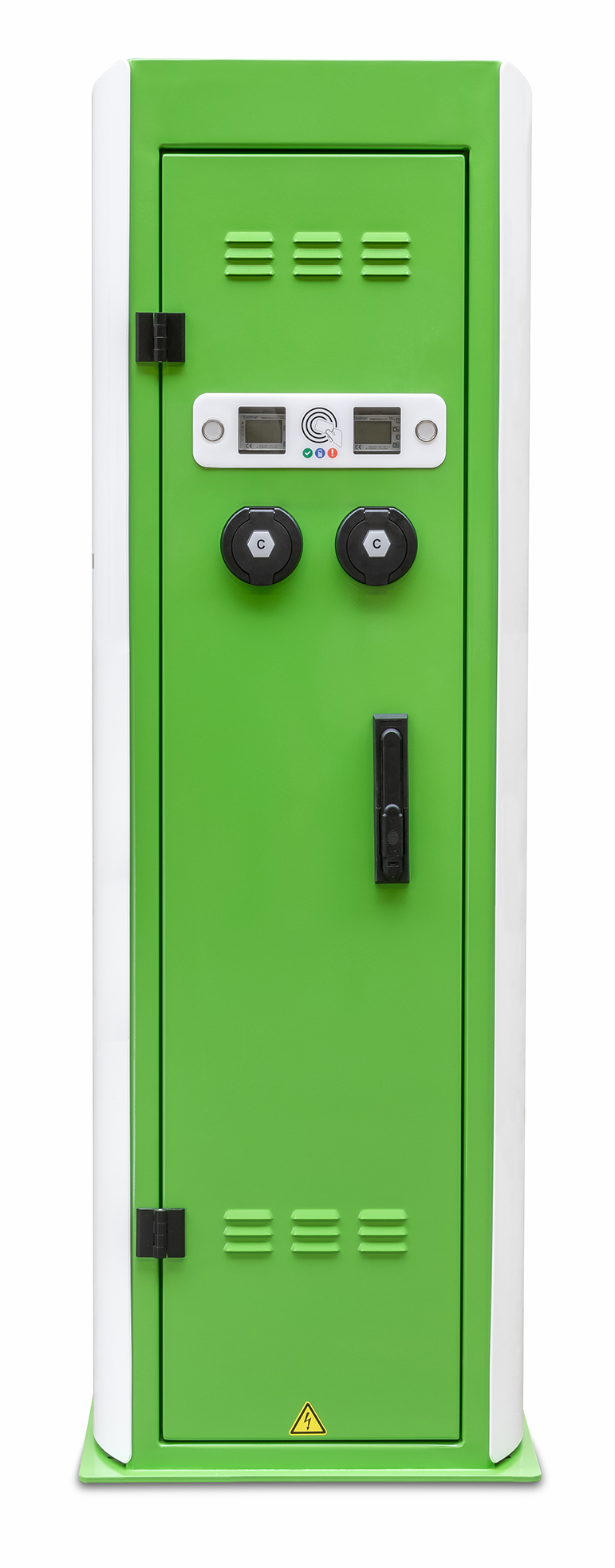 Ecotap Duo Wide XL Nuvia – 2x 22kW, socket Type 2, ohne HAK, Grün/Weiß